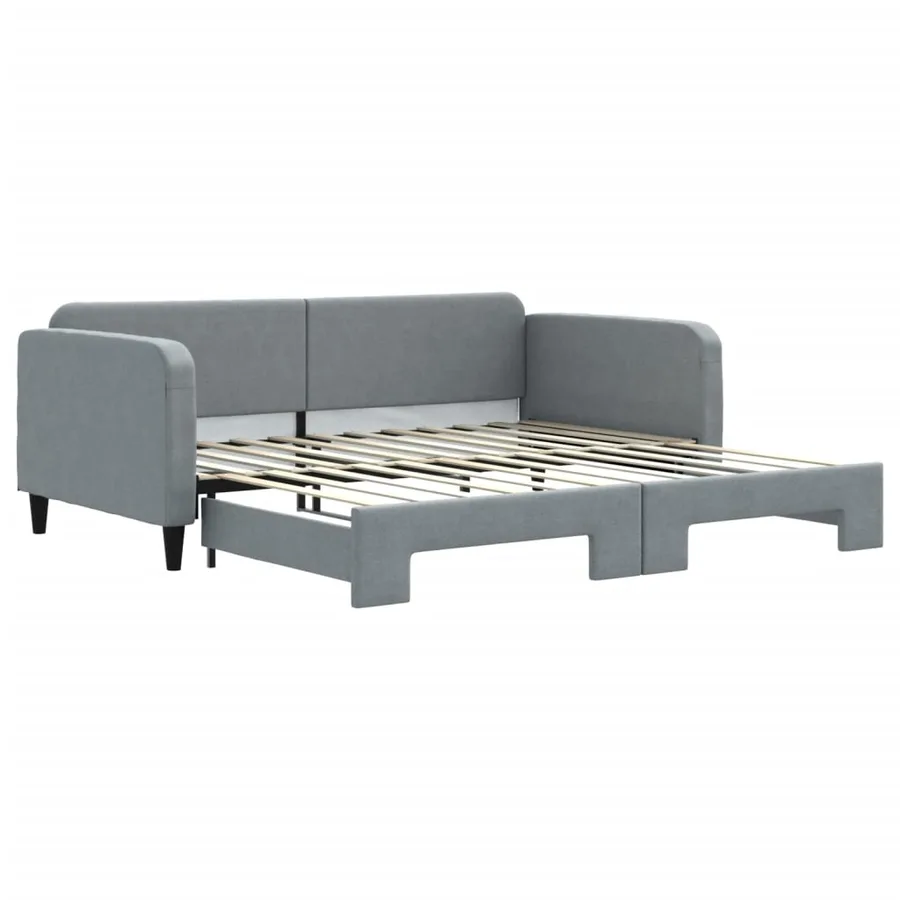 Lit de jour avec gigogne sans matelas gris clair 100x200 cm - 2