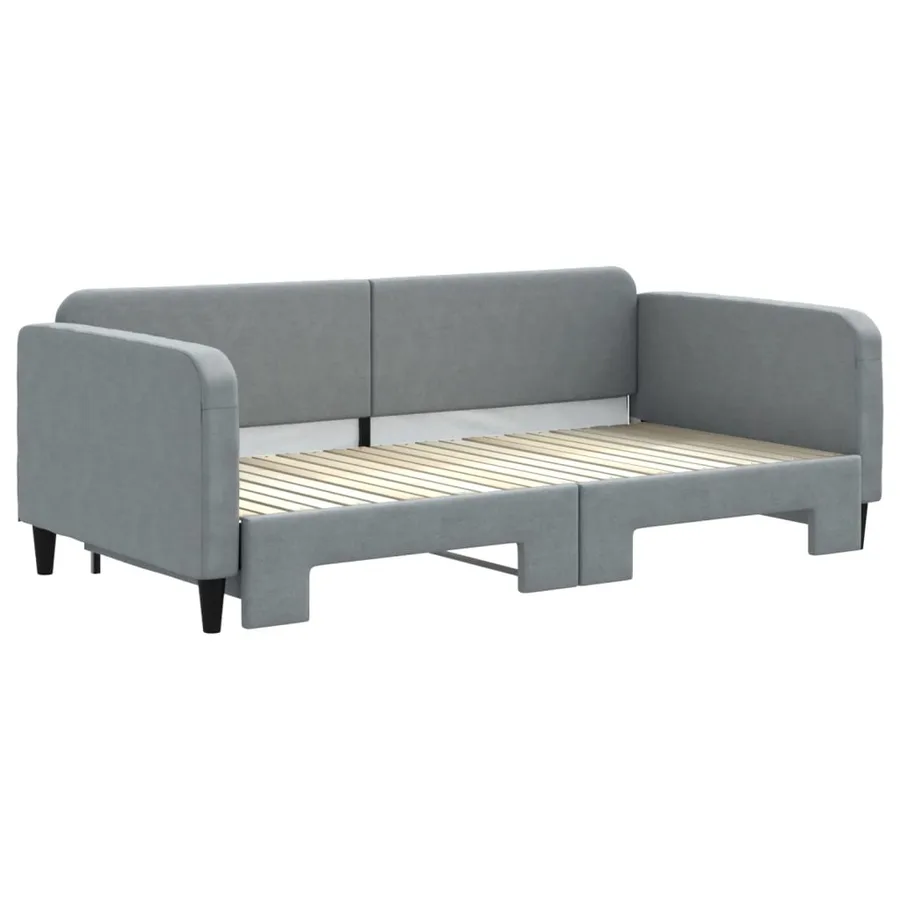 Lit de jour avec gigogne sans matelas gris clair 100x200 cm - 3