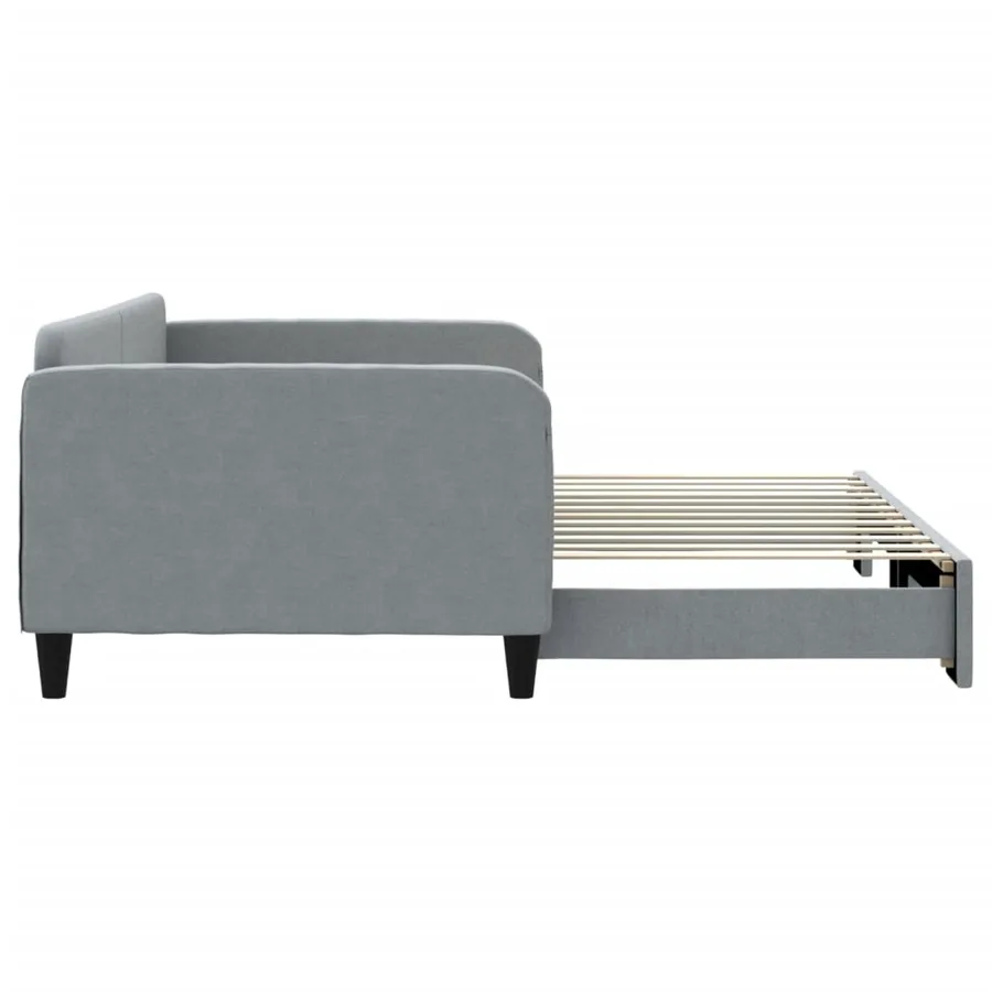 Lit de jour avec gigogne sans matelas gris clair 100x200 cm - 4