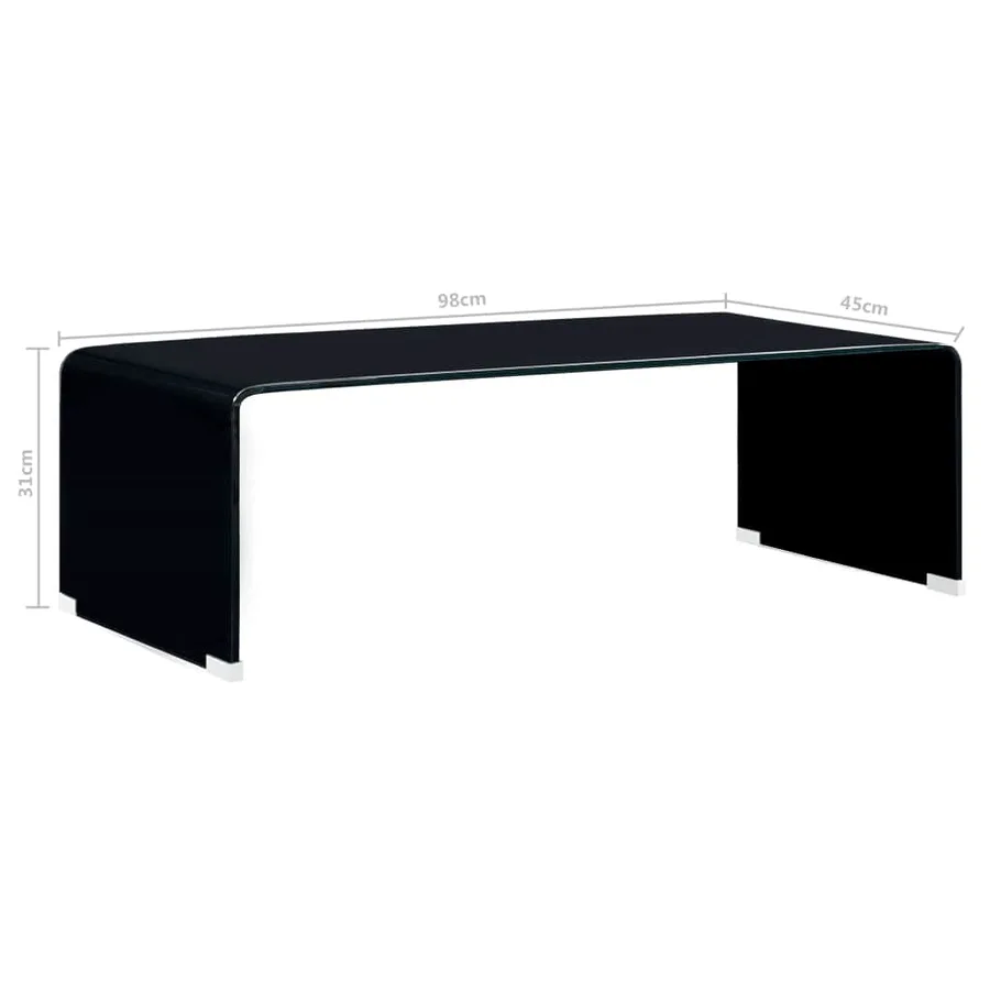 Table basse Noir 98 x 45 x 31 cm Verre trempé - 5