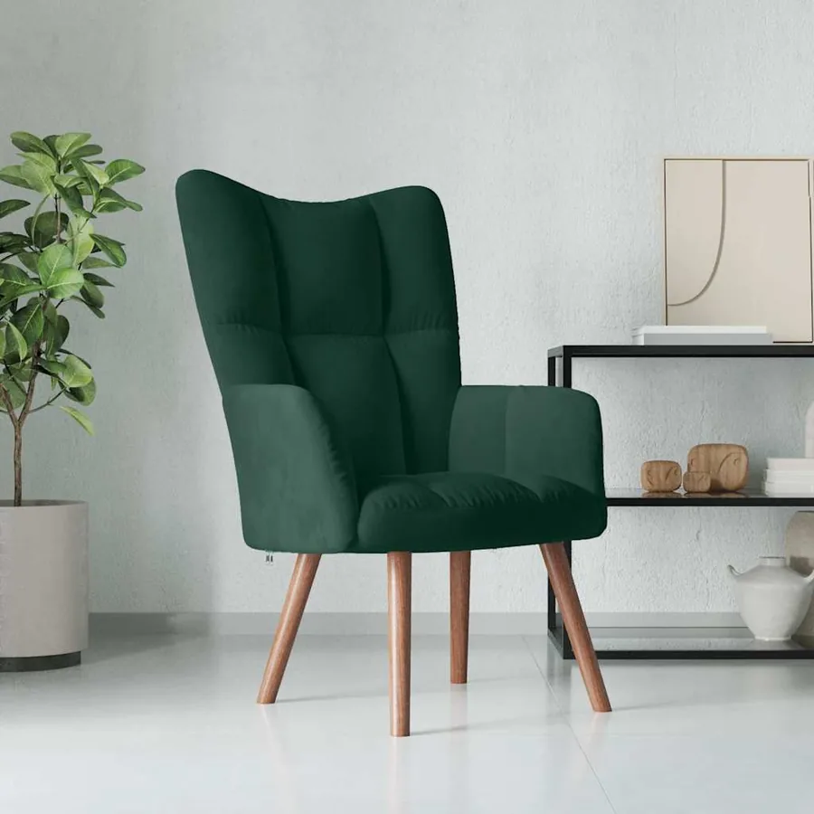 Chaise de relaxation Vert foncé Velours
