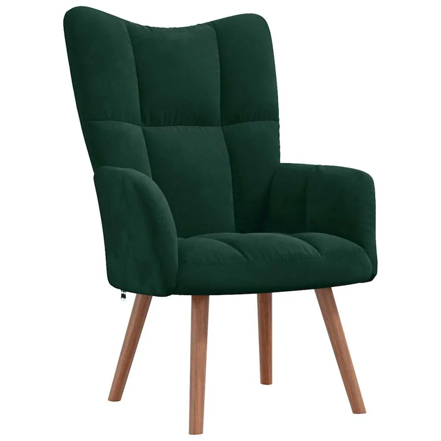 Chaise de relaxation avec repose-pied Vert foncé Velours - 6
