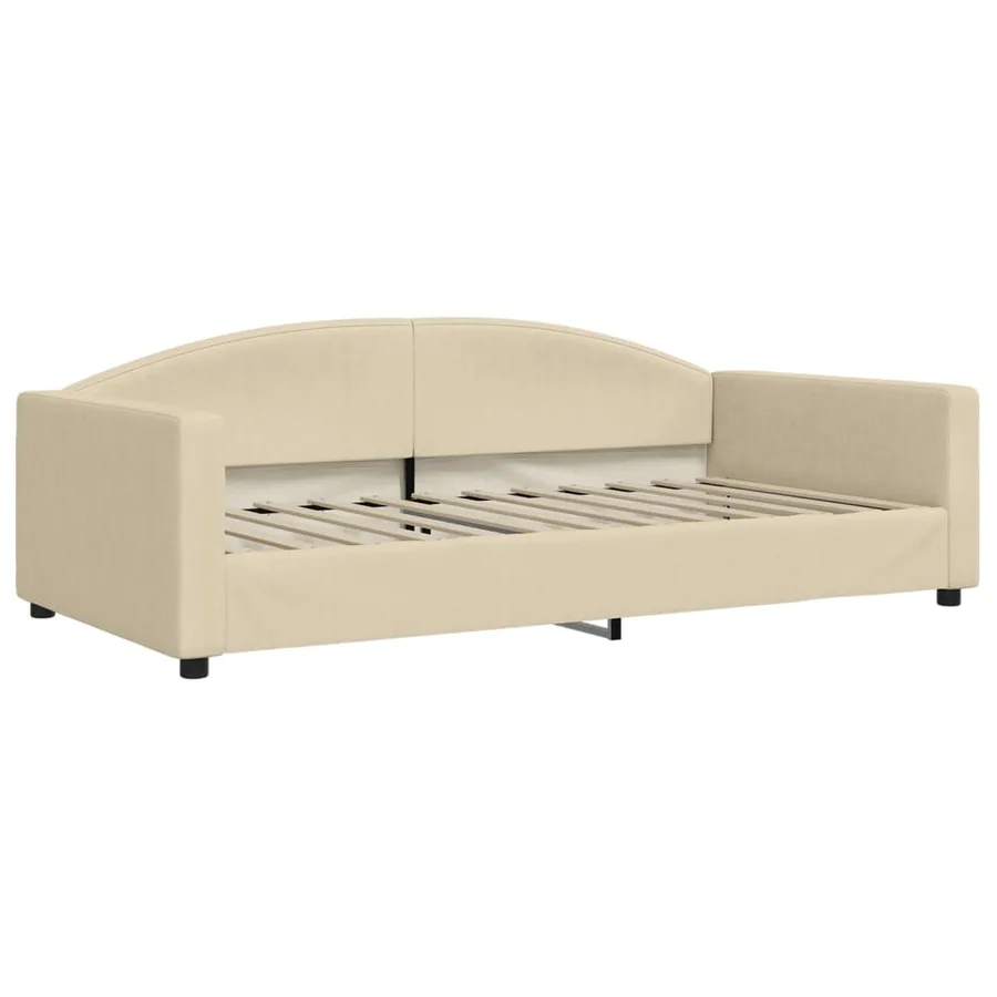 Lit de jour avec lit gigogne crème 100x200 cm tissu - 6