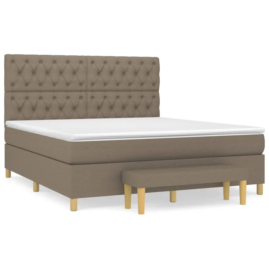 Sommier à lattes de lit avec matelas Taupe 160x200 cm Tissu - 2