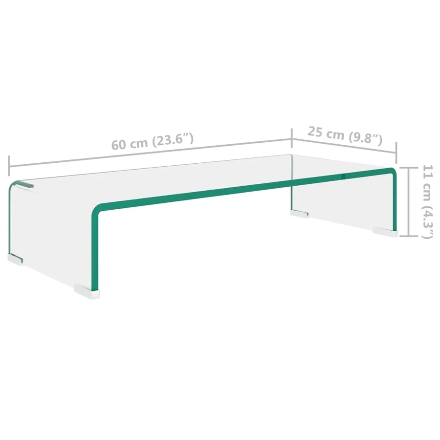 Meuble TV/pour moniteur 60x25x11 cm verre transparent - 6