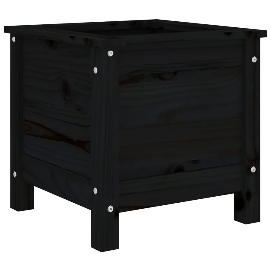 Jardinière noir 40x40x39 cm bois massif de pin - 2