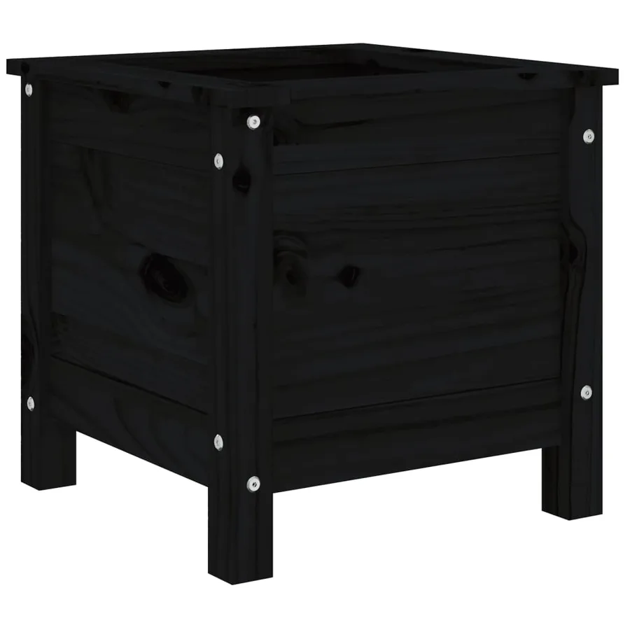 Jardinière noir 40x40x39 cm bois massif de pin - 4