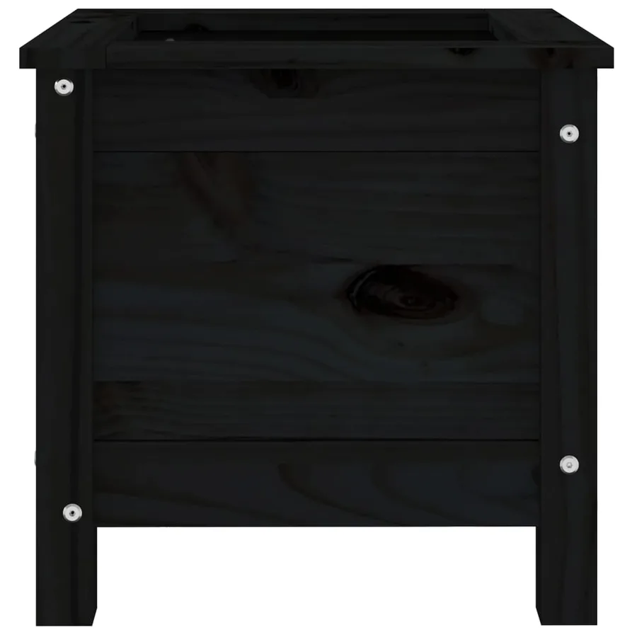 Jardinière noir 40x40x39 cm bois massif de pin - 5