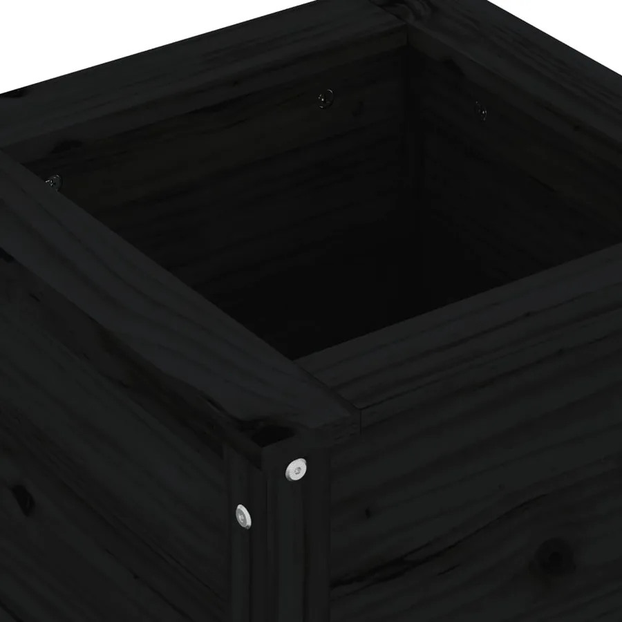 Jardinière noir 40x40x39 cm bois massif de pin - 7