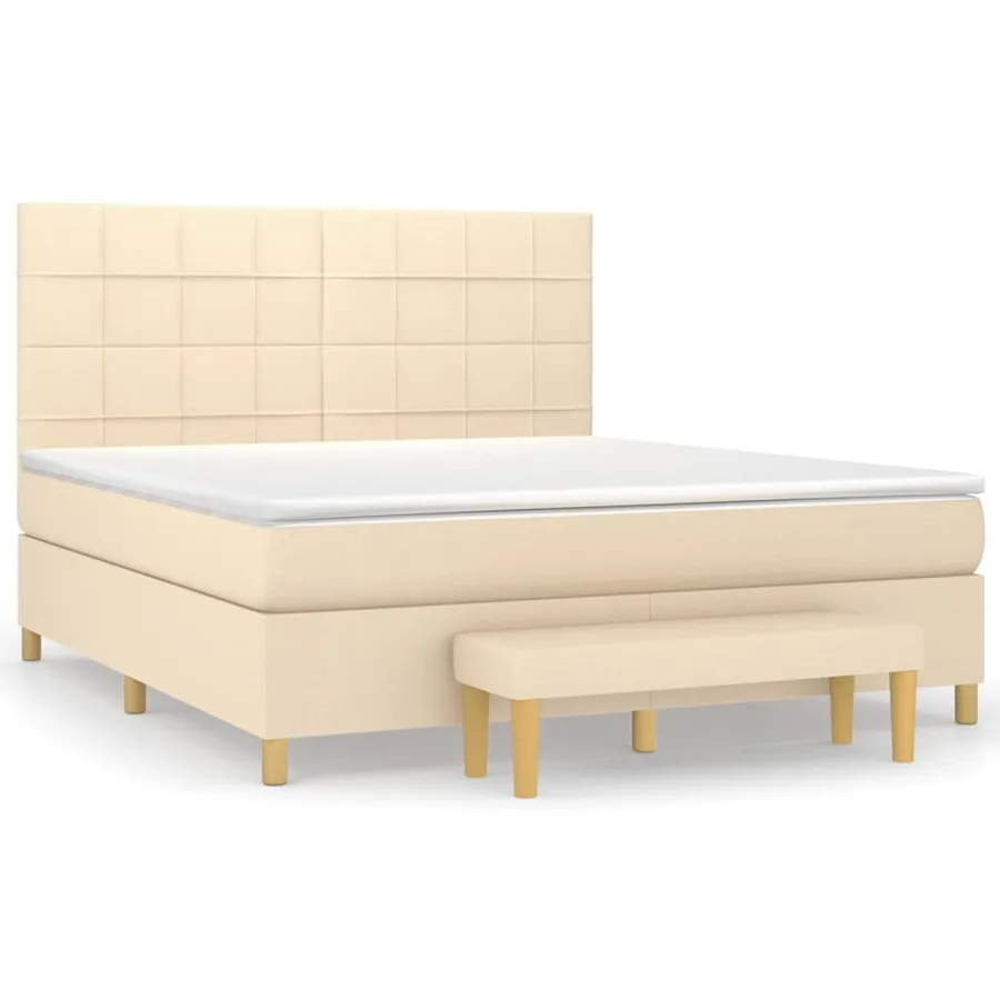 Sommier à lattes de lit avec matelas Crème 160x200 cm Tissu - 2