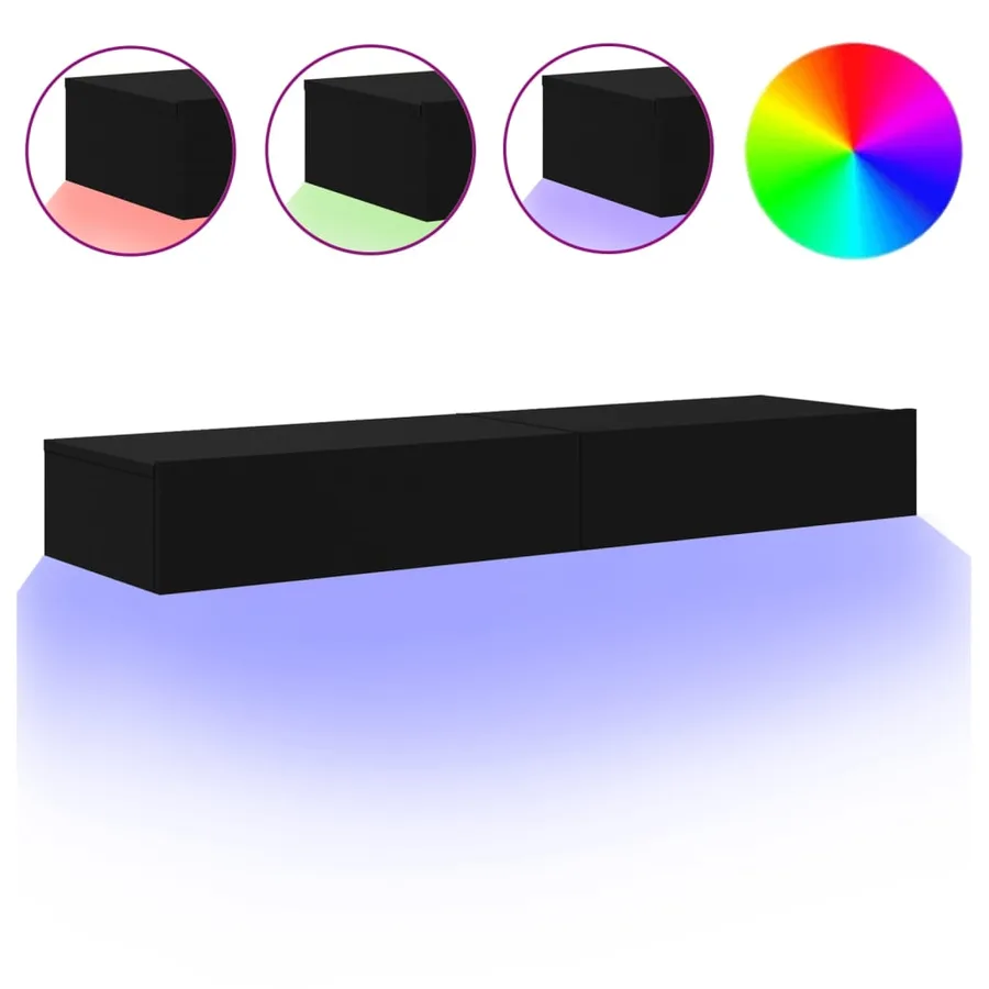 Meubles TV avec éclairage LED 2 pcs noir 60x35x15,5 cm - 2