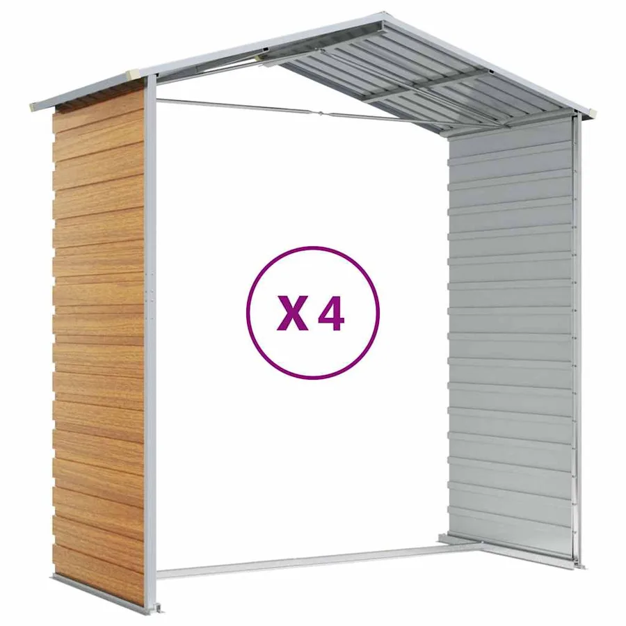 Abri de jardin marron clair 191x385x198 cm acier galvanisé - 9