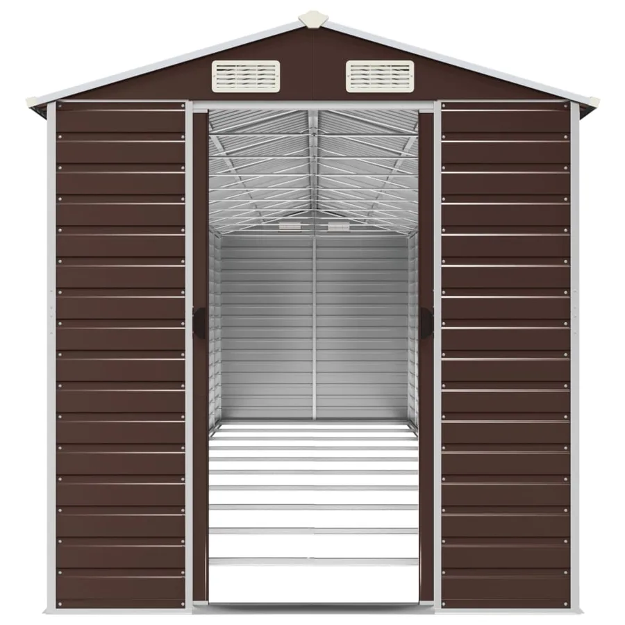 Abri de jardin marron 191x895x198 cm acier galvanisé - 5