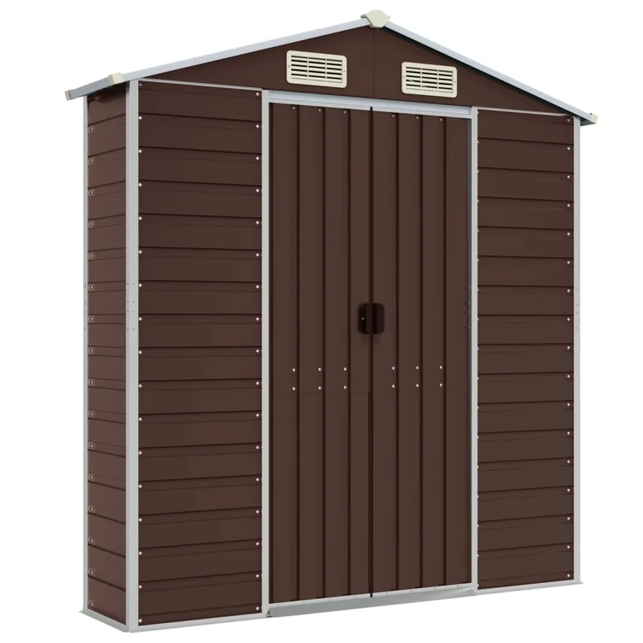 Abri de jardin marron 191x895x198 cm acier galvanisé - 8