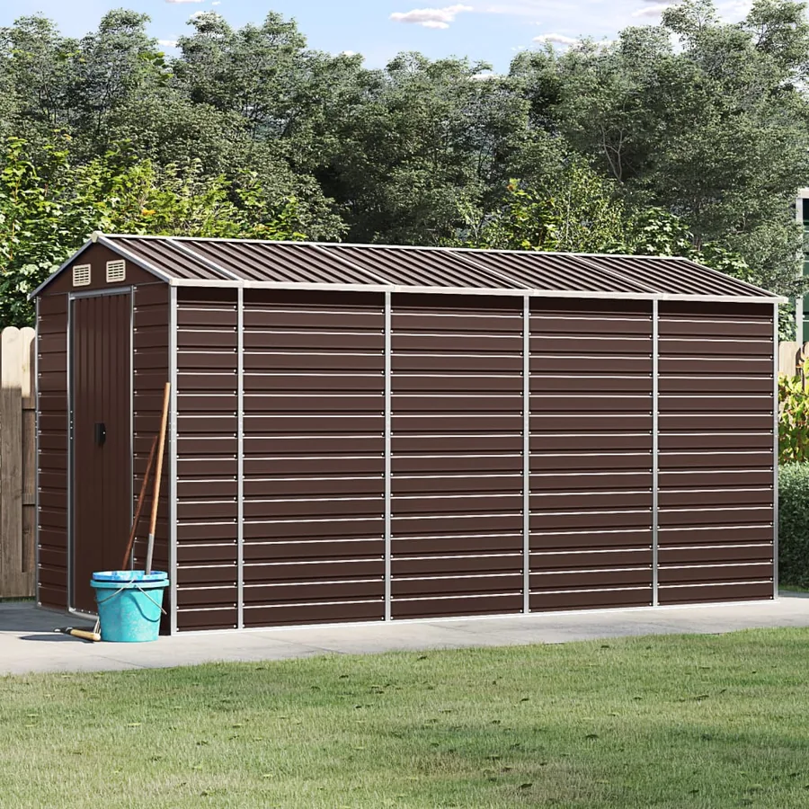 Abri de jardin marron 191 x 385 x 198 cm en acier galvanisé
