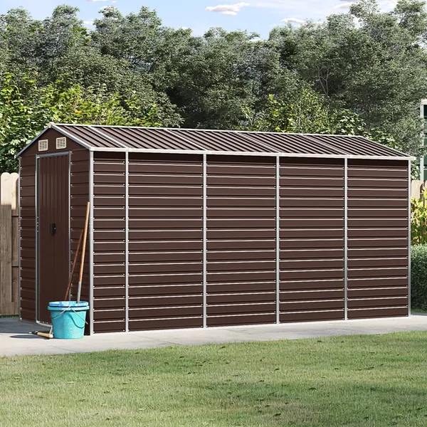 Abri de jardin marron 191 x 385 x 198 cm en acier galvanisé