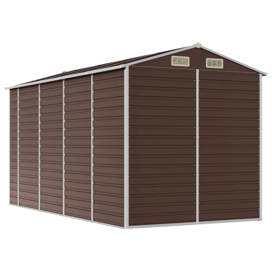 Abri de jardin marron 191 x 385 x 198 cm en acier galvanisé - 7
