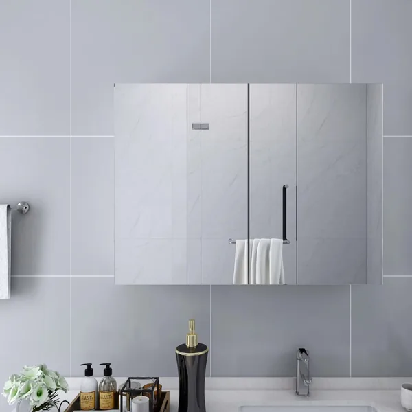 Armoire à miroir de salle de bain blanc 80x15x60 cm MDF