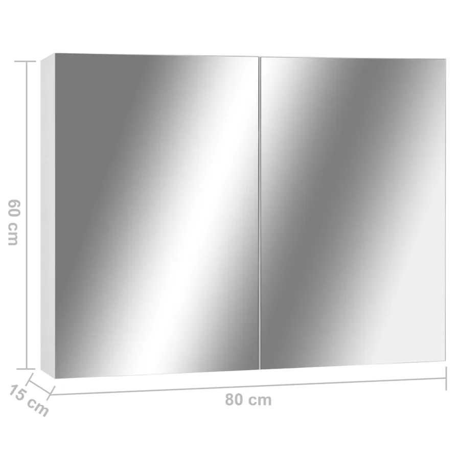 Armoire à miroir de salle de bain blanc 80x15x60 cm MDF - 6