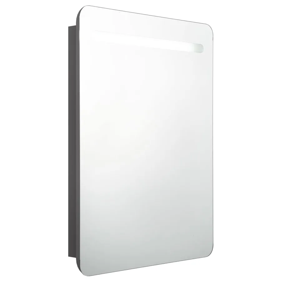 Armoire de salle de bain à miroir LED gris 60x11x80 cm - 2
