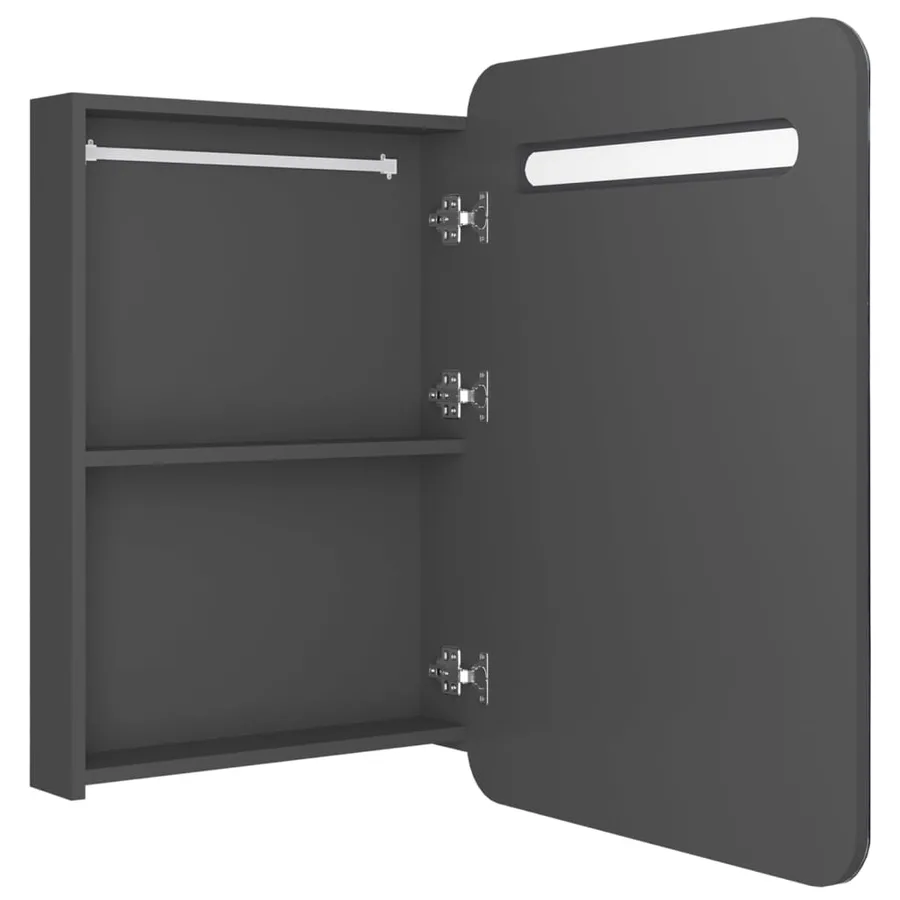 Armoire de salle de bain à miroir LED gris 60x11x80 cm - 5