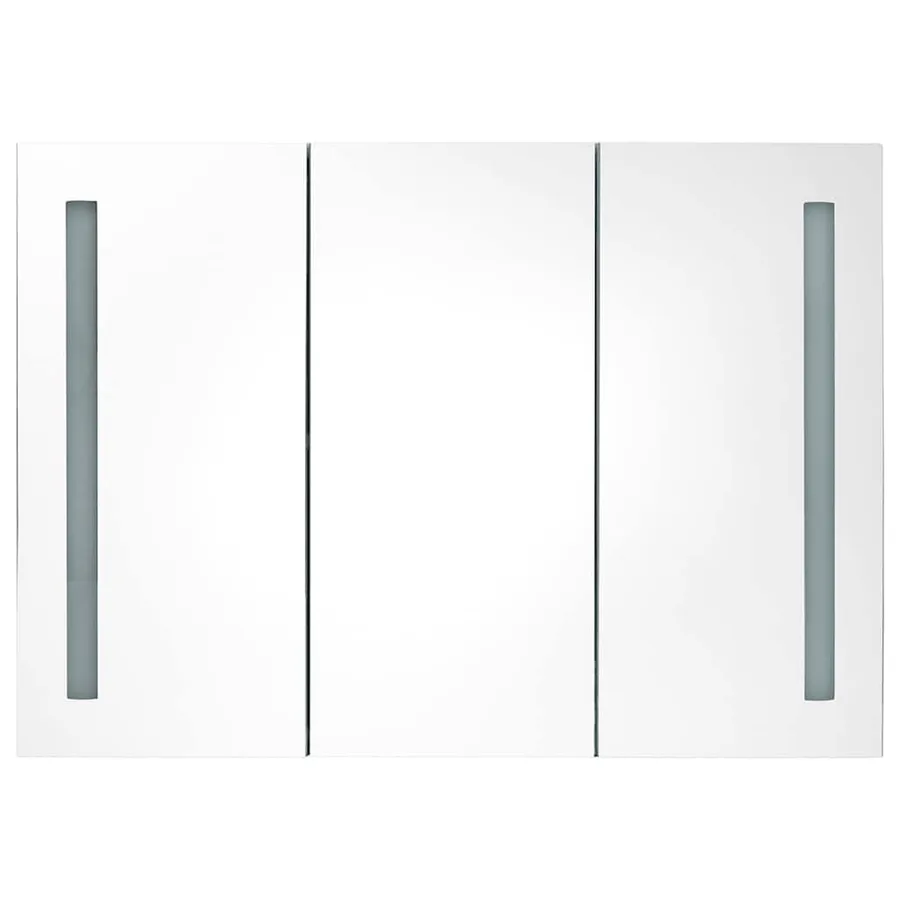 Armoire de salle de bain à miroir LED 89x14x62cm blanc et chêne - 3