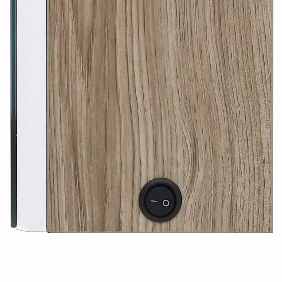 Armoire de salle de bain à miroir LED 89x14x62cm blanc et chêne - 6