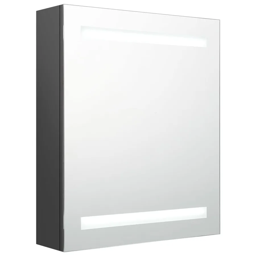 Armoire de salle de bain à miroir LED gris 50x14x60 cm - 2