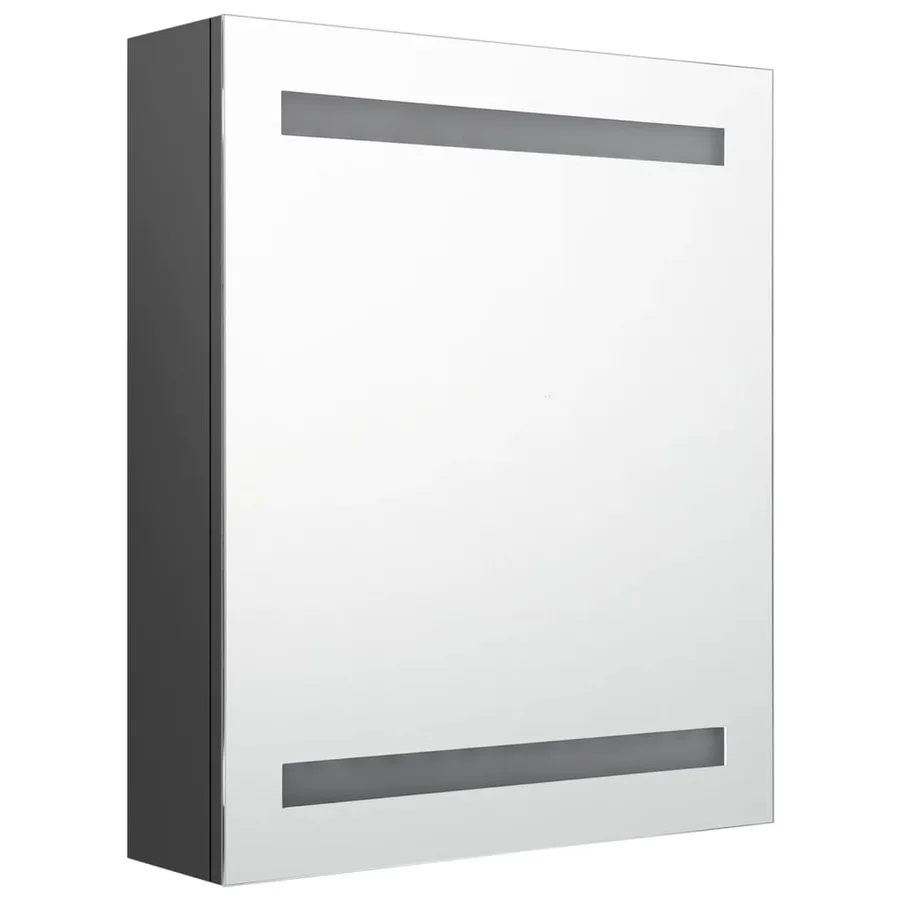Armoire de salle de bain à miroir LED gris 50x14x60 cm - 3
