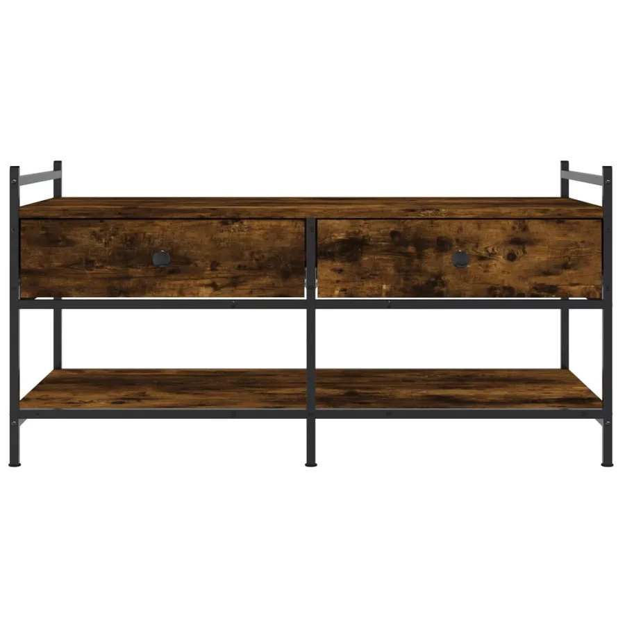 Table basse chêne fumé 99x50x50 cm bois d'ingénierie - 6