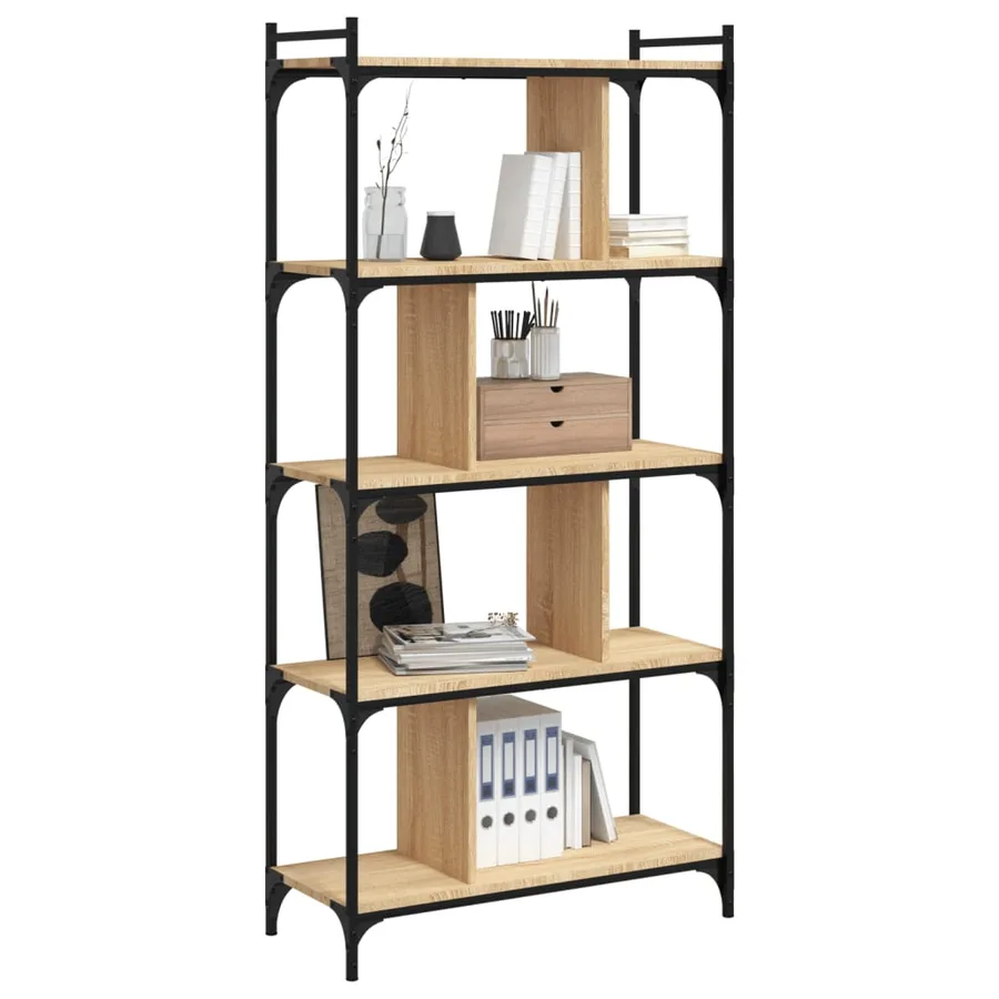 Bibliothèque 5 niveaux chêne sonoma 76x32x158 cm - 6