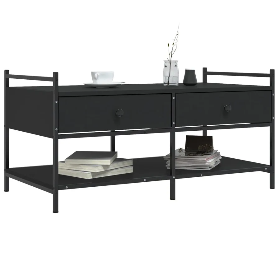 Table basse noir 99x50x50 cm bois d'ingénierie - 3