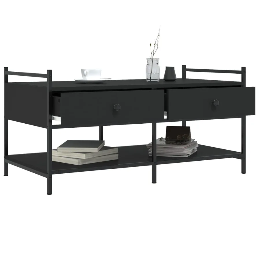 Table basse noir 99x50x50 cm bois d'ingénierie - 4