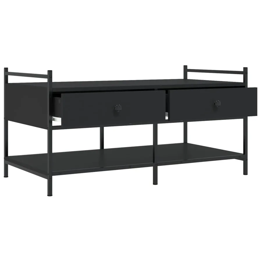 Table basse noir 99x50x50 cm bois d'ingénierie - 5