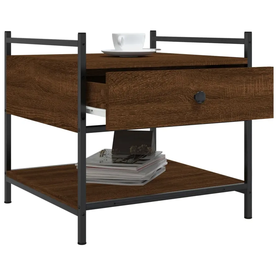 Table basse chêne marron 50x50x50 cm bois d'ingénierie - 4
