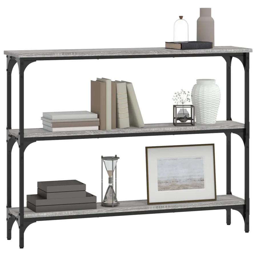 Table console sonoma gris 100x22,5x75 cm bois d'ingénierie - 3