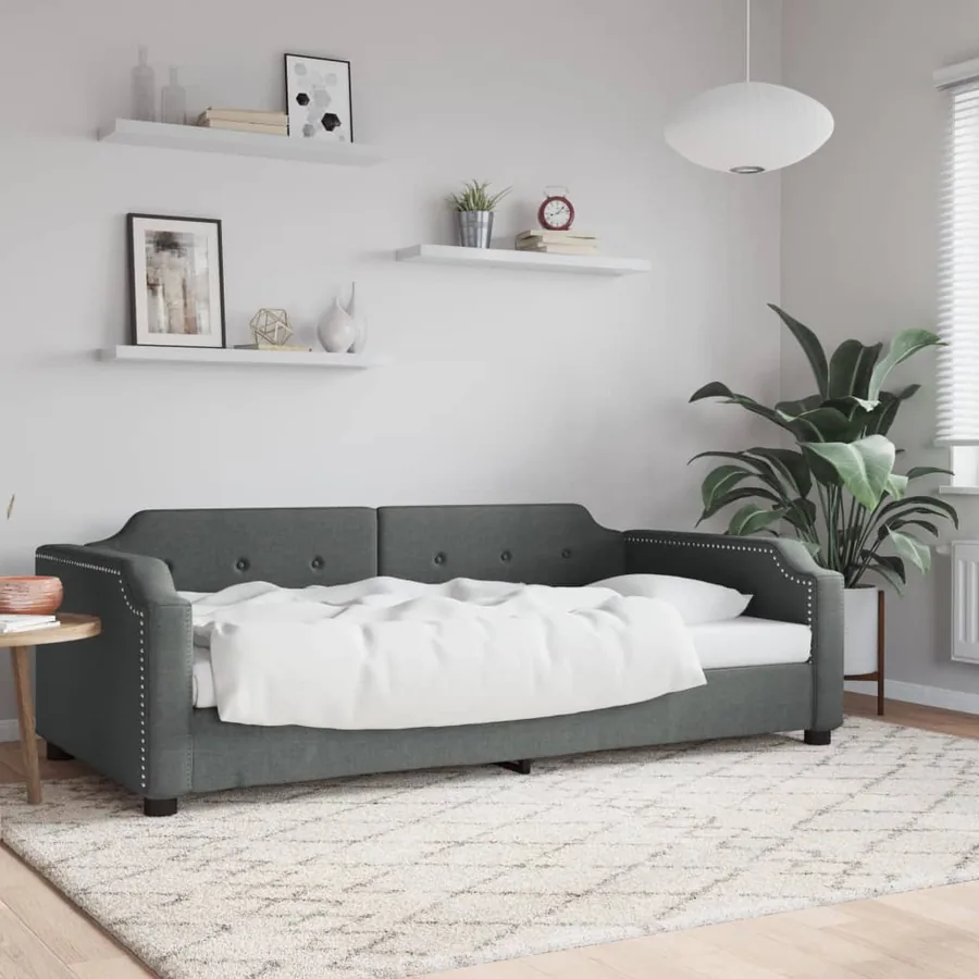 Lit de repos sans matelas gris foncé 90x200 cm tissu