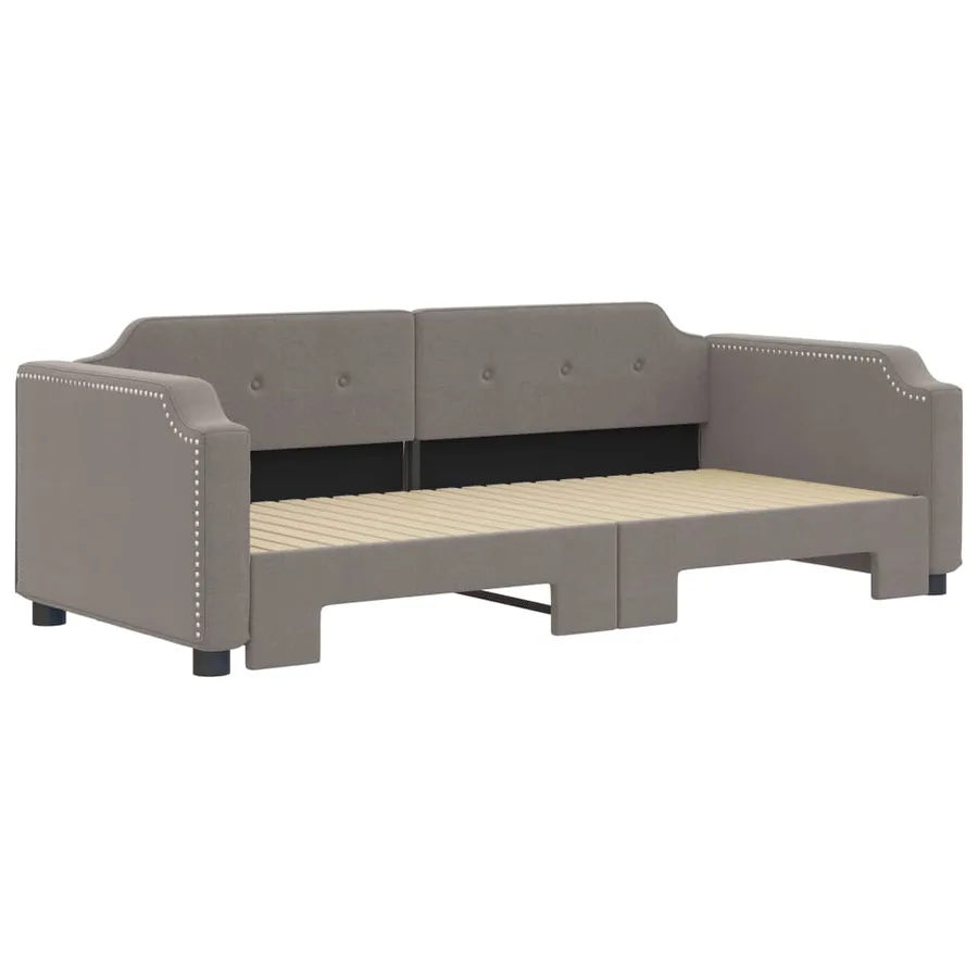 Lit de jour avec gigogne sans matelas taupe 80x200 cm - 3