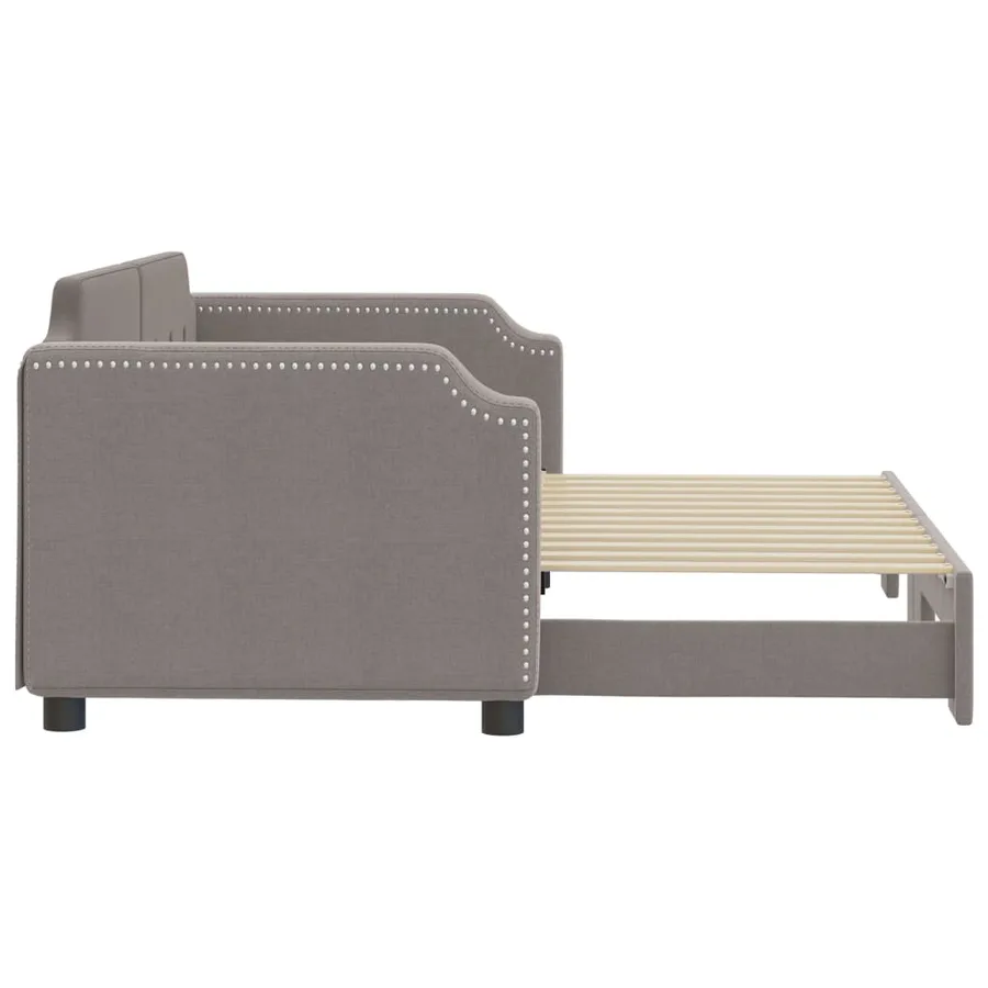 Lit de jour avec gigogne sans matelas taupe 80x200 cm - 4