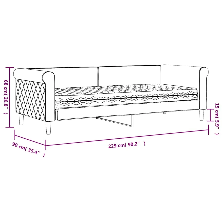 Lit de jour avec matelas vert foncé 80x200 cm velours - 12