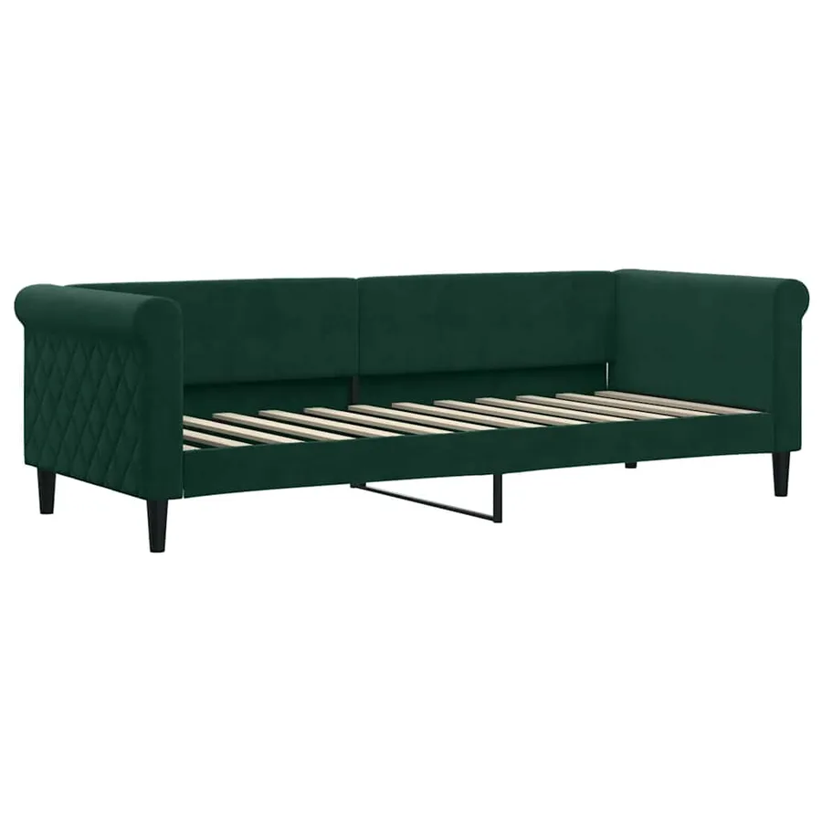 Lit de jour avec matelas vert foncé 80x200 cm velours - 3