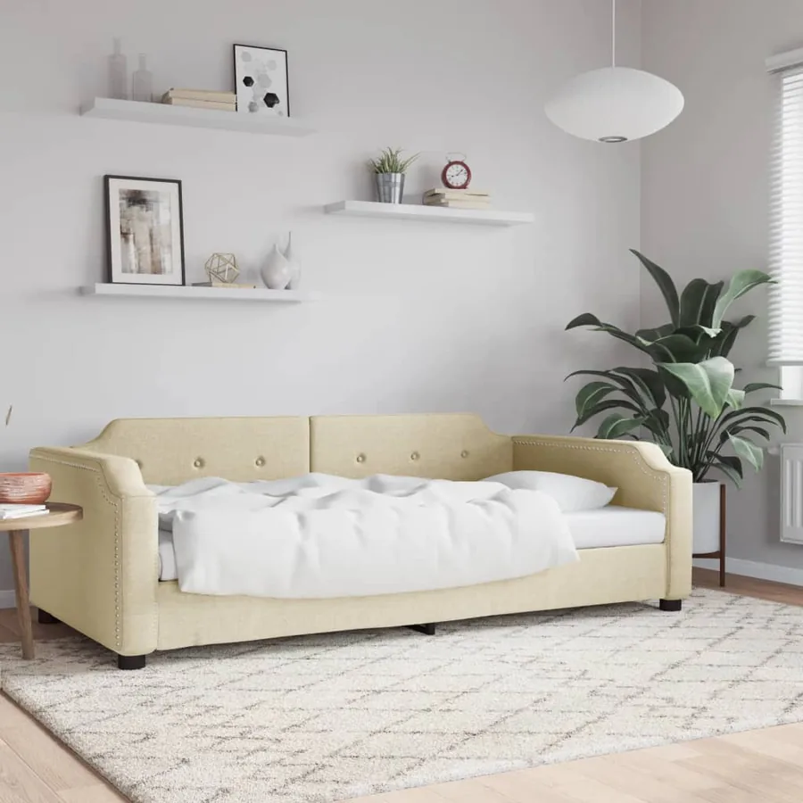 Lit de repos sans matelas crème 80x200 cm tissu