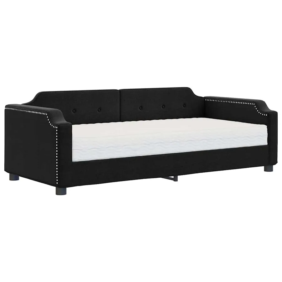 Lit de jour avec matelas noir 80x200 cm tissu - 2