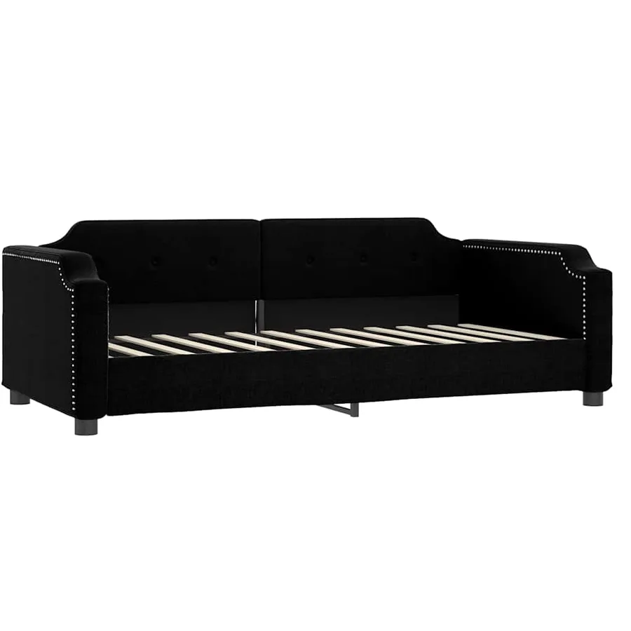 Lit de jour avec matelas noir 80x200 cm tissu - 3