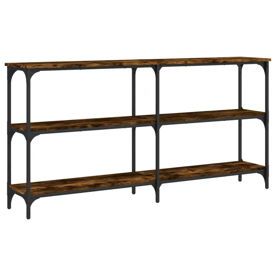 Table console chêne fumé 150x29x75 cm bois d'ingénierie - 2