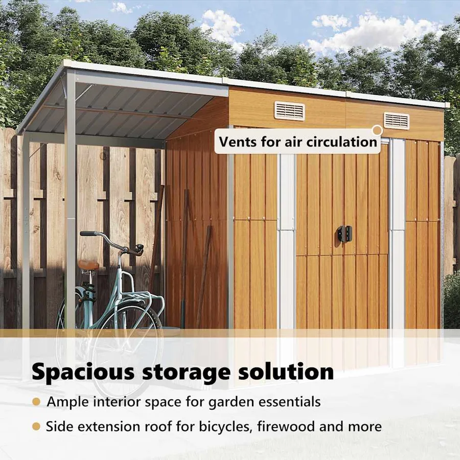 Abri de jardin avec toit prolongé marron clair 277x107x181 cm - 11