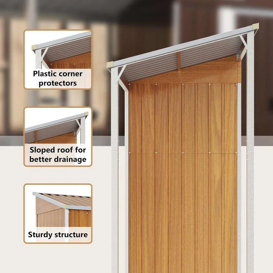 Abri de jardin avec toit prolongé marron clair 277x107x181 cm - 12