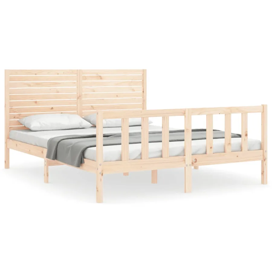 Cadre de lit sans matelas 160x200 cm bois massif de pin - 2