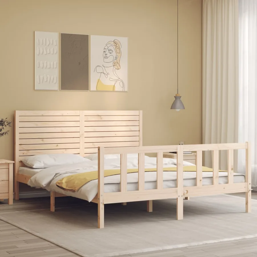 Cadre de lit sans matelas 160x200 cm bois massif de pin - 3