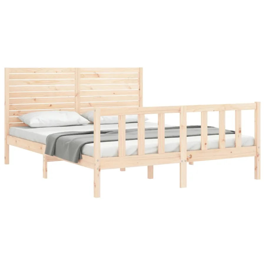 Cadre de lit sans matelas 160x200 cm bois massif de pin - 4
